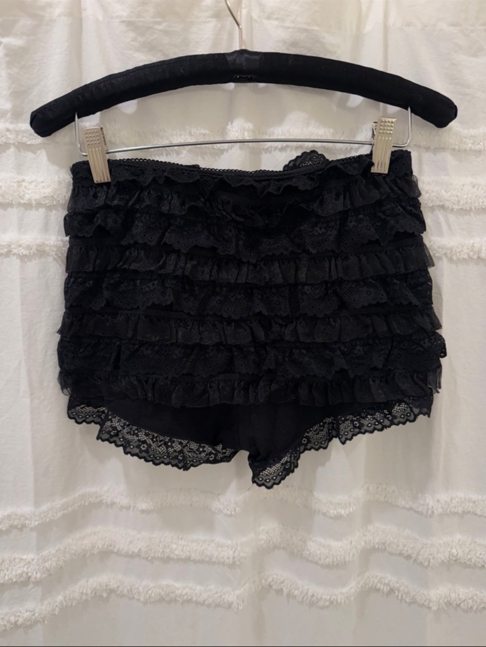 Black Ruffle Micro Shorts - Picture 2 of 3